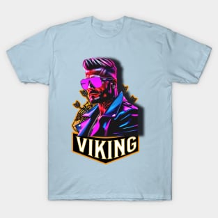 Viking logo style design with cool dude wearing shades and arrows sticking out of him T-Shirt